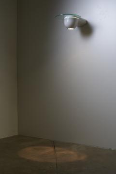 Modern White Cast Iron and Glass Disc Downlight Wall Sconce 1980s - 4499131