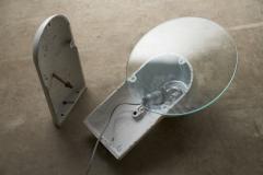 Modern White Cast Iron and Glass Disc Downlight Wall Sconce 1980s - 4499133