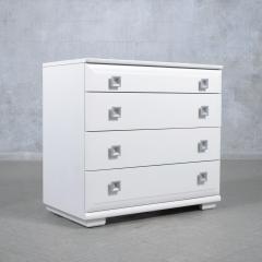 Modern White Lacquered Oak Dressers Pair with Intricate Handles Mid Century - 3395686