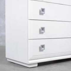 Modern White Lacquered Oak Dressers Pair with Intricate Handles Mid Century - 3395687