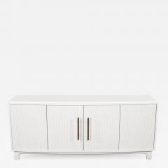 Modern White Lacquered Sideboard Cabinet with Reeded Doors - 2552386