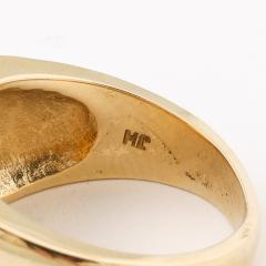 Modernist 14K Gold Citrine Ring with Fluted Motif - 4653662