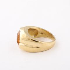 Modernist 14K Gold Citrine Ring with Fluted Motif - 4653685