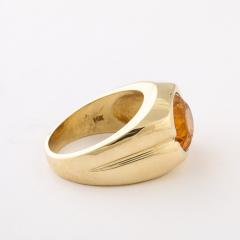 Modernist 14K Gold Citrine Ring with Fluted Motif - 4653686