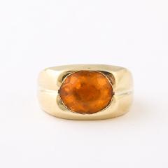 Modernist 14K Gold Citrine Ring with Fluted Motif - 4653688