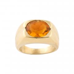 Modernist 14K Gold Citrine Ring with Fluted Motif - 4659898