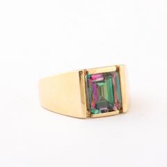 Modernist 14K Gold Ring with Emerald Cut Mystic Topaz - 4653644