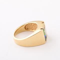 Modernist 14K Gold Ring with Emerald Cut Mystic Topaz - 4653645