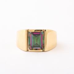 Modernist 14K Gold Ring with Emerald Cut Mystic Topaz - 4653647