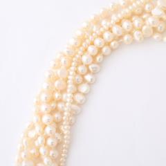 Modernist 14k Gold Cultured Pearl Necklace w Cabochon Gems signed Willis - 4792616