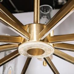 Modernist 15 Arm Chandelier in Brushed Brass Transparent Cylindrical Shades - 3108786