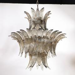 Modernist 3 Tier Palma Hand Blown Smoked Murano Glass Bronze Chandelier - 4304090