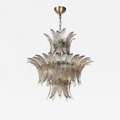 Modernist 3 Tier Palma Hand Blown Smoked Murano Glass Bronze Chandelier - 4305736