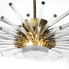 Modernist 3 Tier Radiant Hand Blown Murano Glass Rod Brass Sputnik Chandelier - 4347406