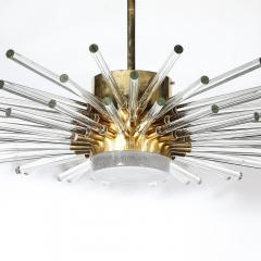 Modernist 3 Tier Radiant Hand Blown Murano Glass Rod Brass Sputnik Chandelier - 4347409