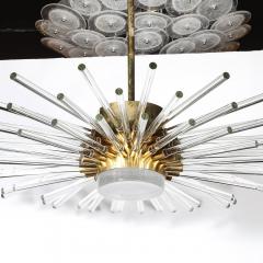 Modernist 3 Tier Radiant Hand Blown Murano Glass Rod Brass Sputnik Chandelier - 4347414