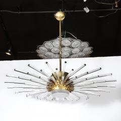 Modernist 3 Tier Radiant Hand Blown Murano Glass Rod Brass Sputnik Chandelier - 4347415