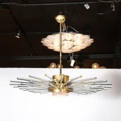 Modernist 3 Tier Radiant Hand Blown Murano Glass Rod Brass Sputnik Chandelier - 4347417