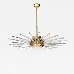 Modernist 3 Tier Radiant Hand Blown Murano Glass Rod Brass Sputnik Chandelier - 4351379