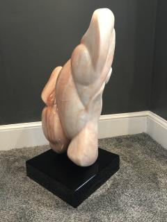 Modernist Abstract Rouge Marble Sculpture on Black Lucite Revolving Base - 445335