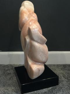Modernist Abstract Rouge Marble Sculpture on Black Lucite Revolving Base - 445336