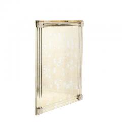 Modernist Antiqued Mirror With Glass Rods Rectilinear Nickel Fittings - 3276407
