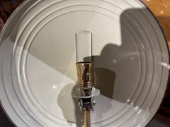 Modernist Art Deco Enamel Green and Brass Table Lamp - 3794307