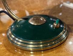 Modernist Art Deco Enamel Green and Brass Table Lamp - 3794330
