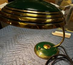 Modernist Art Deco Enamel Green and Brass Table Lamp - 3794384