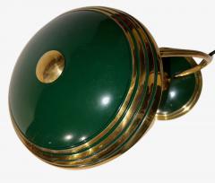 Modernist Art Deco Enamel Green and Brass Table Lamp - 3794406