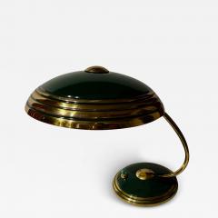 Modernist Art Deco Enamel Green and Brass Table Lamp - 3796172