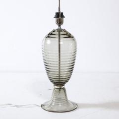 Modernist Art Deco Style Hive Form Hand Blown Murano Smoked Glass Table Lamps - 3352570
