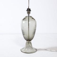 Modernist Art Deco Style Hive Form Hand Blown Murano Smoked Glass Table Lamps - 3352638