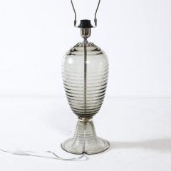 Modernist Art Deco Style Hive Form Hand Blown Murano Smoked Glass Table Lamps - 3352644