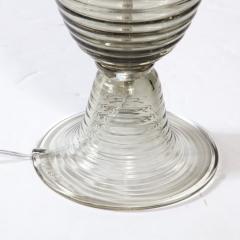 Modernist Art Deco Style Hive Form Hand Blown Murano Smoked Glass Table Lamps - 3352650
