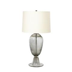 Modernist Art Deco Style Hive Form Hand Blown Murano Smoked Glass Table Lamps - 3352656