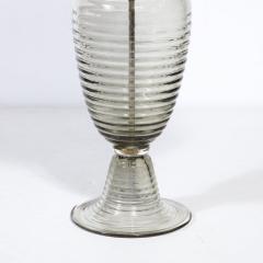 Modernist Art Deco Style Hive Form Hand Blown Murano Smoked Glass Table Lamps - 3352684