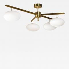Modernist Asymmetrical Brushed Brass Frosted Glass Four Arm Globe Chandelier - 3560502