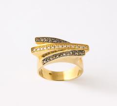 Modernist Black and White Diamond and Gold Ring - 2825122