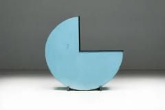 Modernist Blue Circular Wooden Cradle Netherlands 1930s - 3461836