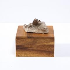 Modernist Bookmatched Walnut Decorative Box with Smoky Quartz Embellishment - 2551067