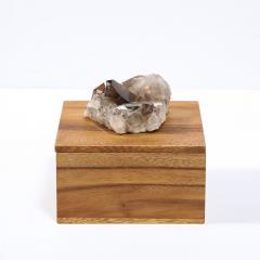 Modernist Bookmatched Walnut Decorative Box with Smoky Quartz Embellishment - 2551072