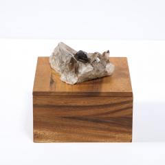 Modernist Bookmatched Walnut Decorative Box with Smoky Quartz Embellishment - 2551080