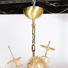 Modernist Brass Enamel Sputnik Chandelier Clear Gold Handblown Murano Glass - 2946427