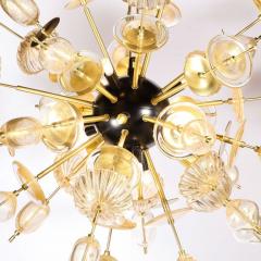 Modernist Brass Enamel Sputnik Chandelier Clear Gold Handblown Murano Glass - 2946523