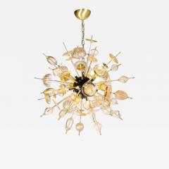 Modernist Brass Enamel Sputnik Chandelier Clear Gold Handblown Murano Glass - 2951864