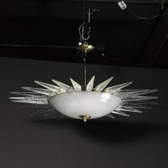 Modernist Brass Fitted Hand Blown Murano Glass Starburst Spike Form Chandelier - 4489656