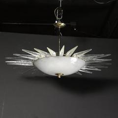 Modernist Brass Fitted Hand Blown Murano Glass Starburst Spike Form Chandelier - 4489658