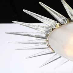 Modernist Brass Fitted Hand Blown Murano Glass Starburst Spike Form Chandelier - 4489661