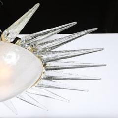 Modernist Brass Fitted Hand Blown Murano Glass Starburst Spike Form Chandelier - 4489663